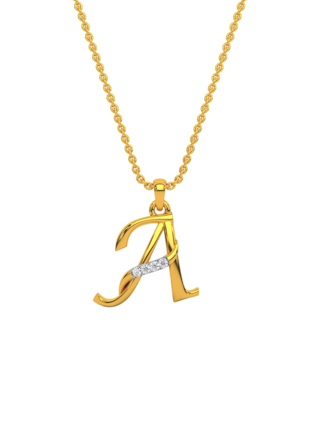 KISNA DIAMOND AND GOLD JEWELLERY KISNA DIAMOND AND GOLD JEWELLERY Alphabet A Unisex Diamond Pendant - Gold - 0.51g | Diamond - 0.01CT