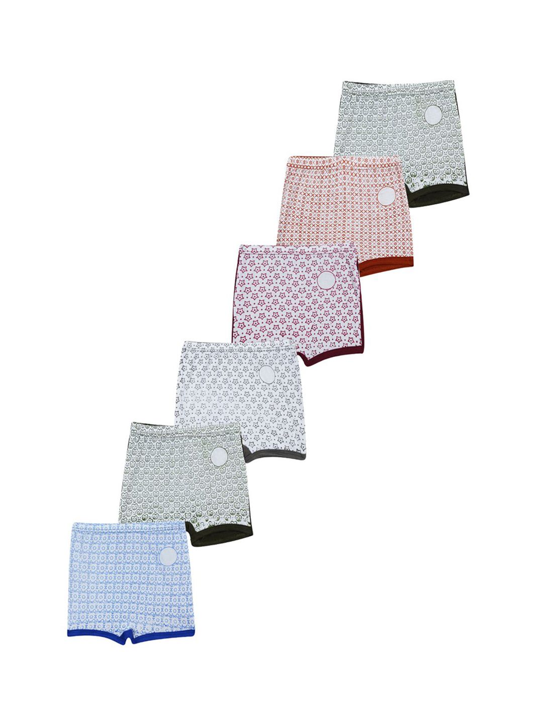 YELLOWDELIGHT Boys Pack Of 6 Printed Cotton Boy-Short Briefs-YD 681 Gaja (b) white dr 0-6m