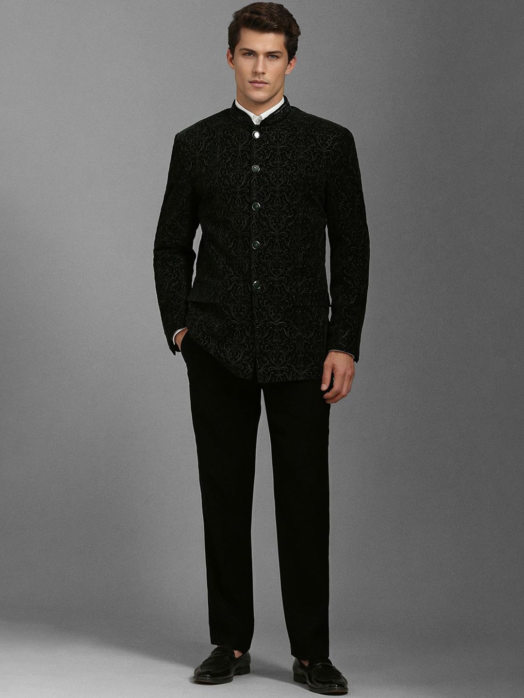 Louis Philippe Men Bandhgala Single-Breasted Two-Piece Suits-picture-45