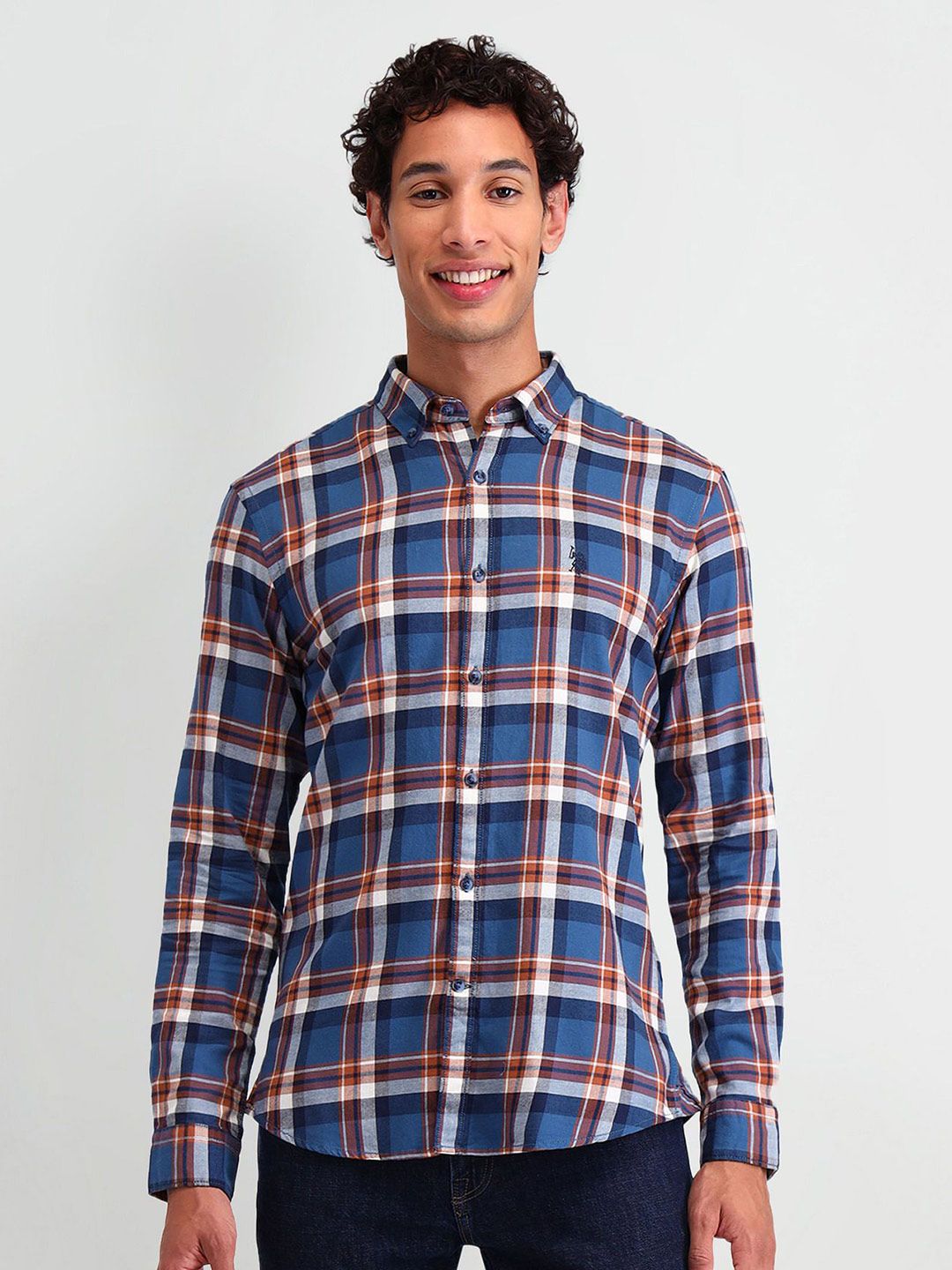U.S. Polo Assn. Denim Co. Men Slim Fit Tartan Checks Opaque Checked Casual Shirt-picture-35