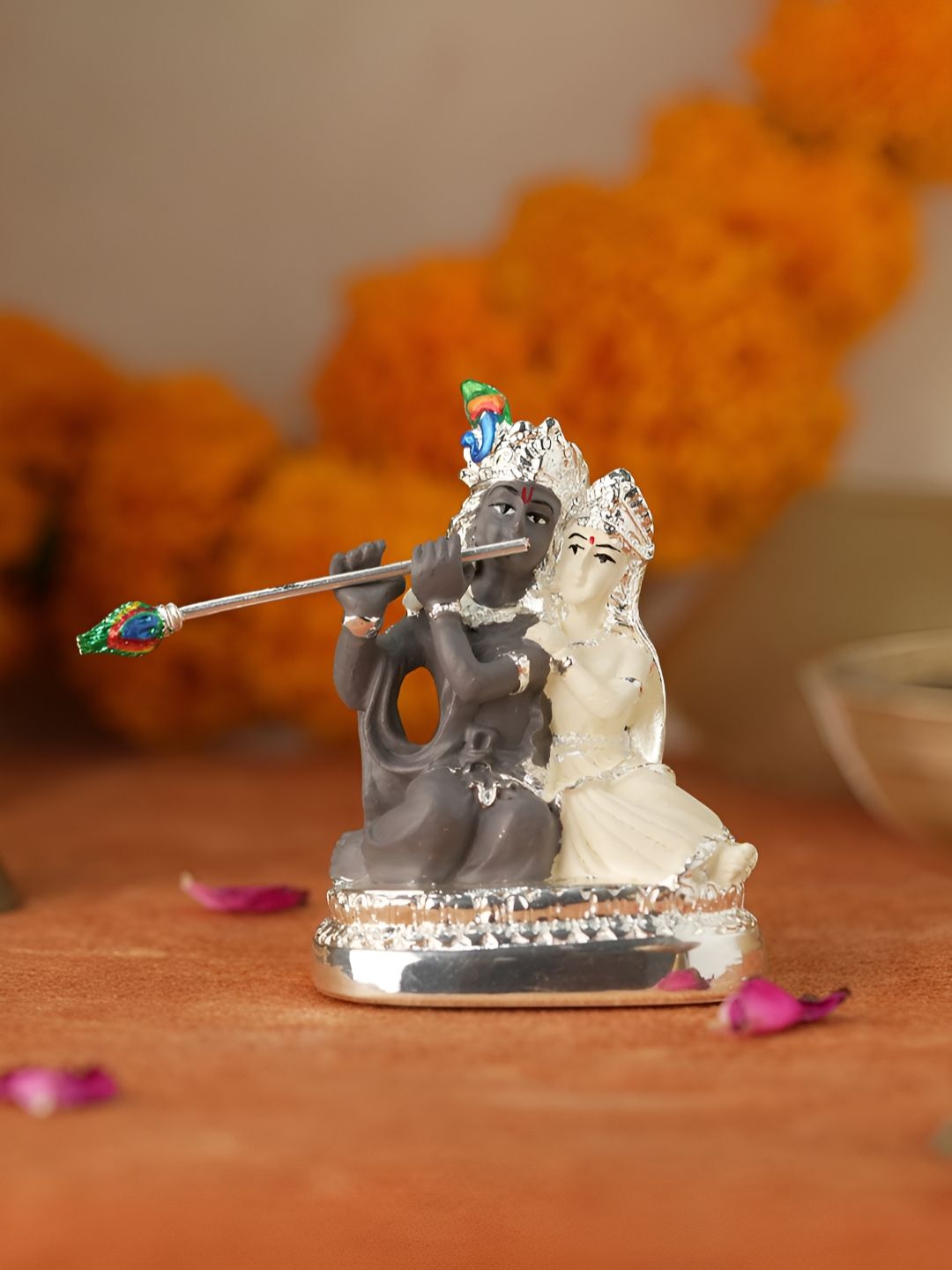 Voylla Silver-Toned Religious  Lord Radha Krishna Idol Showpiece-image-46