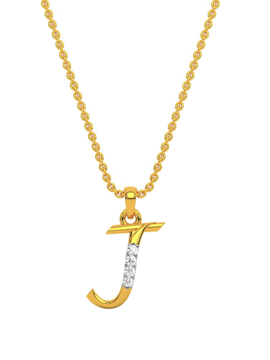 KISNA DIAMOND AND GOLD JEWELLERY KISNA DIAMOND AND GOLD JEWELLERY Alphabet J Unisex Diamond Pendant - Gold - 0.34g | Diamond - 0.01CT