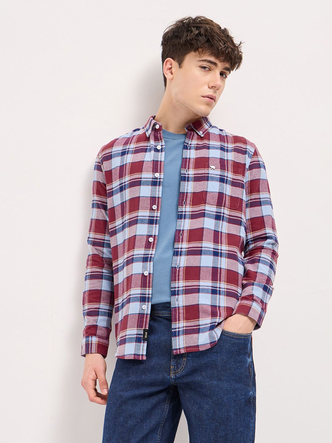 THE BEAR HOUSE Men Slim Fit Opaque Checked Casual Shirt-picture-21