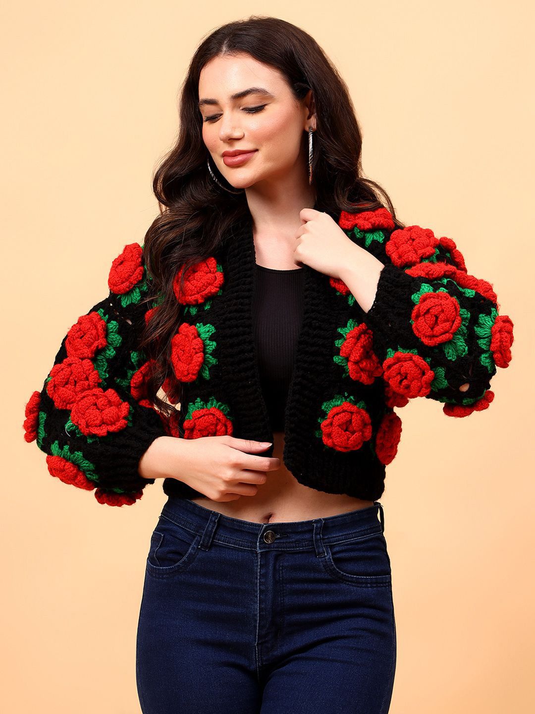 Velvery Women Floral Self Design Sweaters-image-39