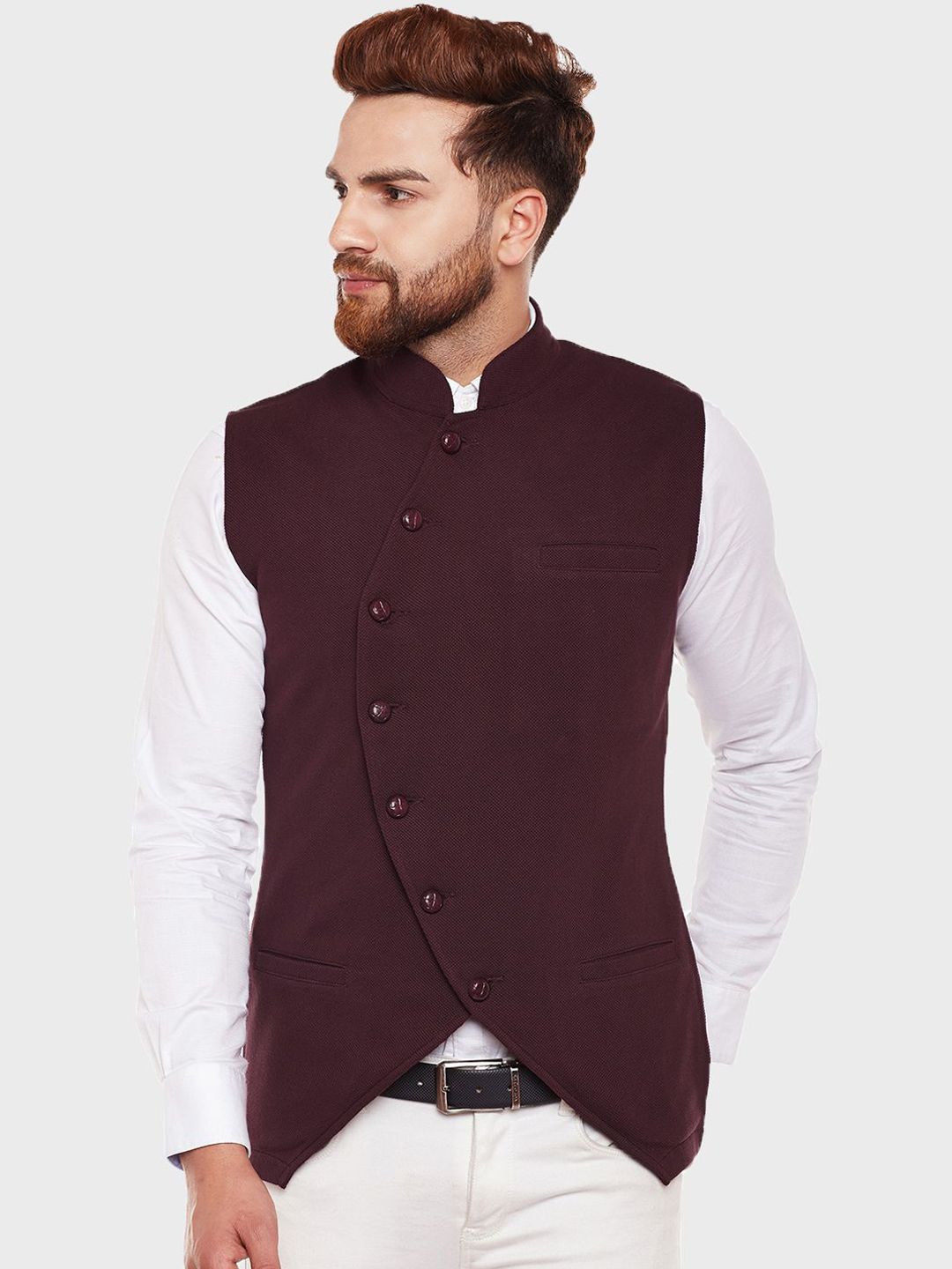 Hypernation Cotton Single-Breasted Nehru Jackets-image-17