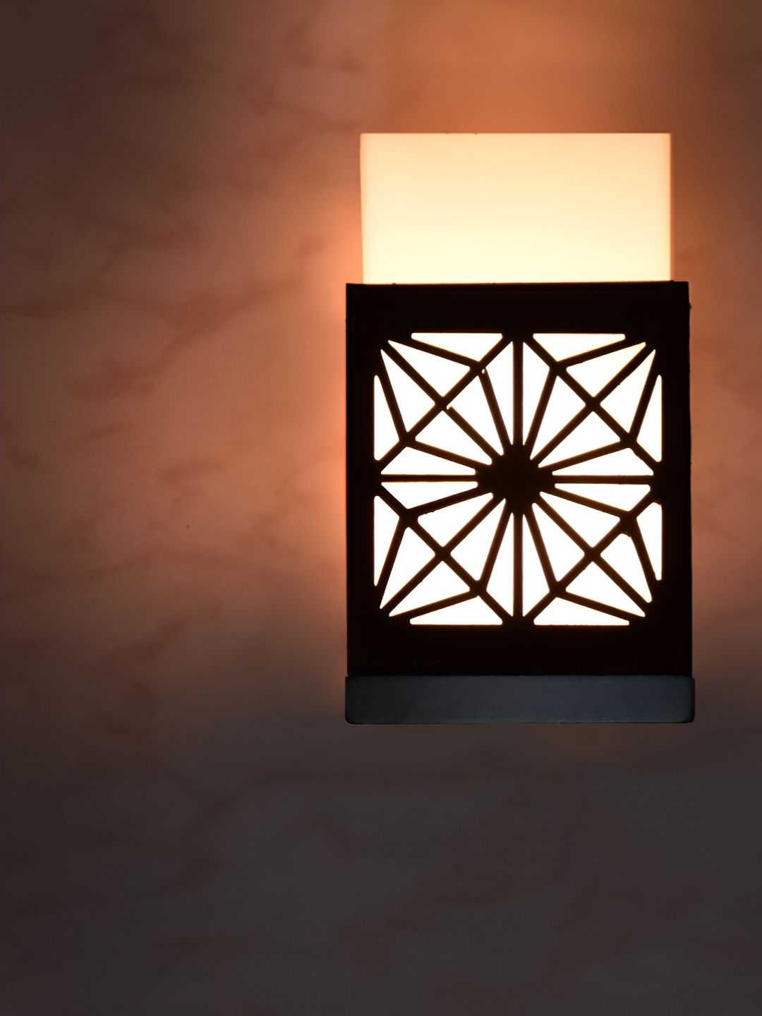 Gojeeva Black Textured Wooden Square Shaped Wall Lamps-picture-31