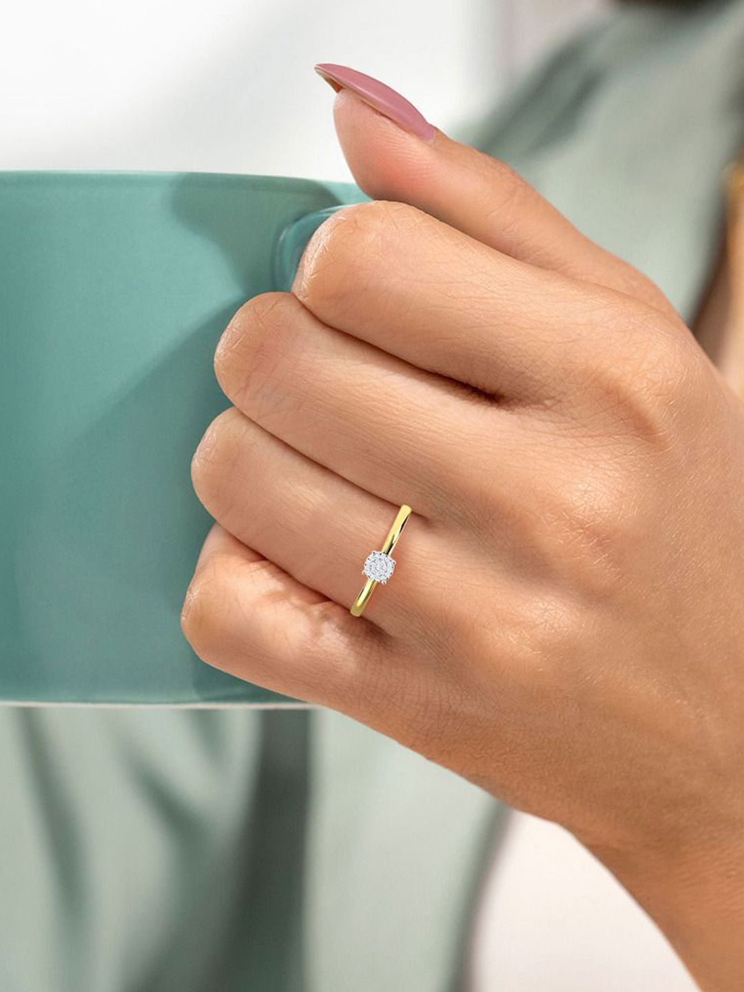 KISNA DIAMOND AND GOLD JEWELLERY Women 14KT Finger Ring Diamond  0.05 CT-image-4
