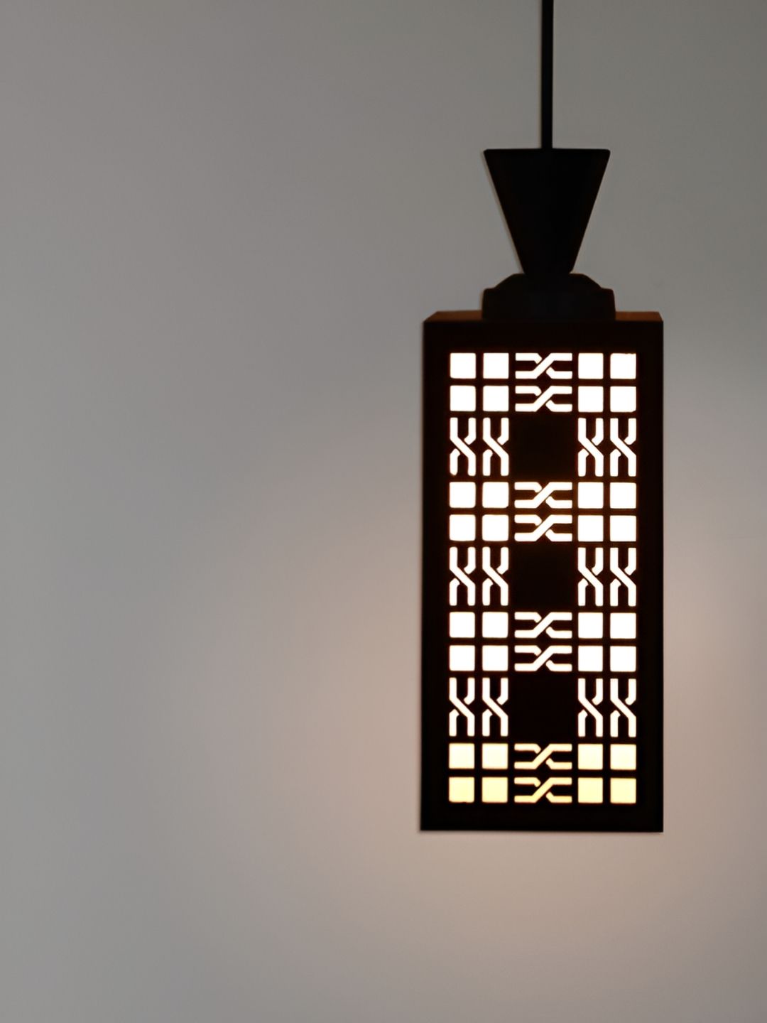 Gojeeva Black & White Textured Contemporary Wooden Rectangle Shaped Hanging Lamp-picture-21