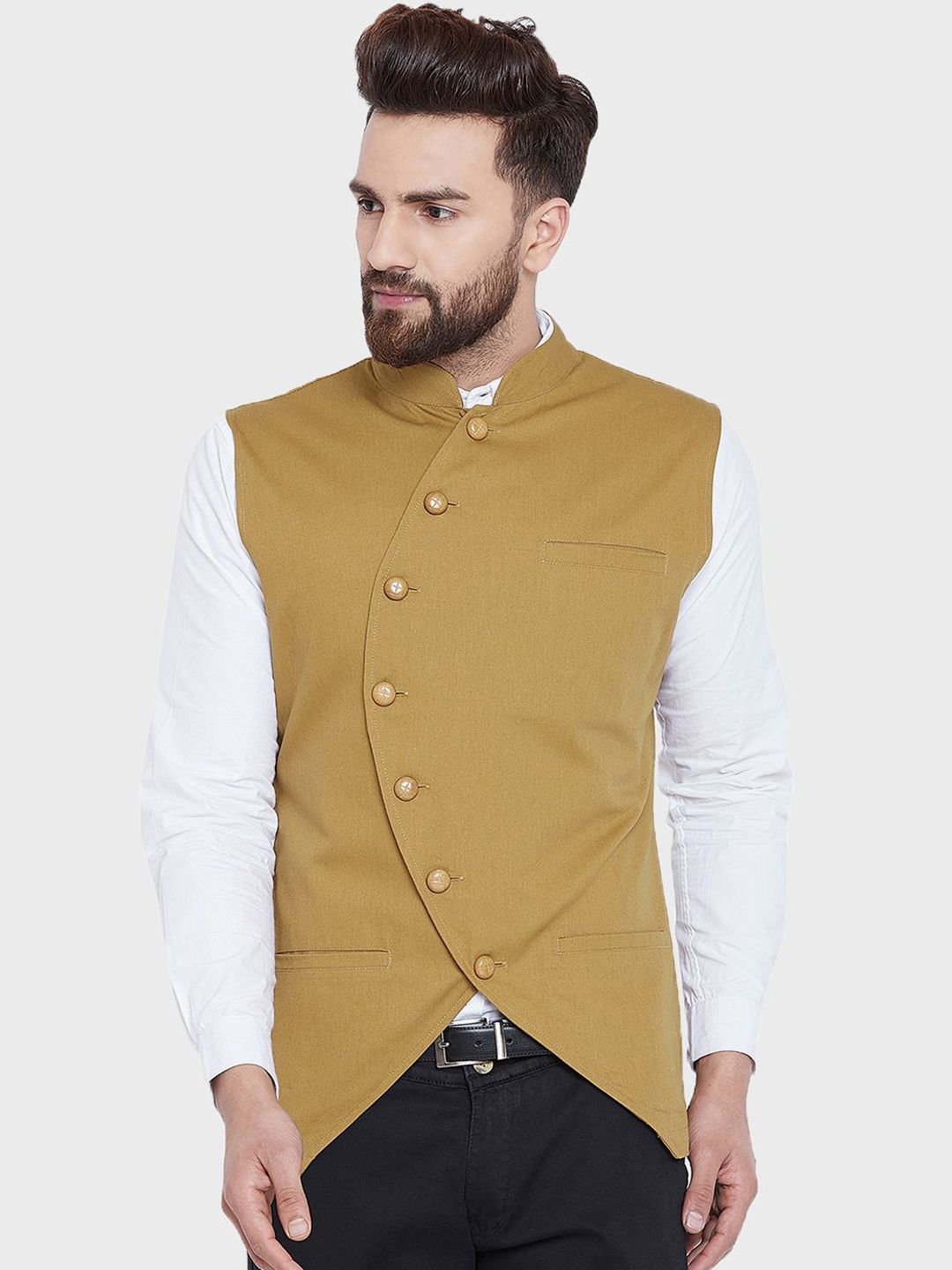 Hypernation Woven Pure Cotton Nehru Jacket-picture-12