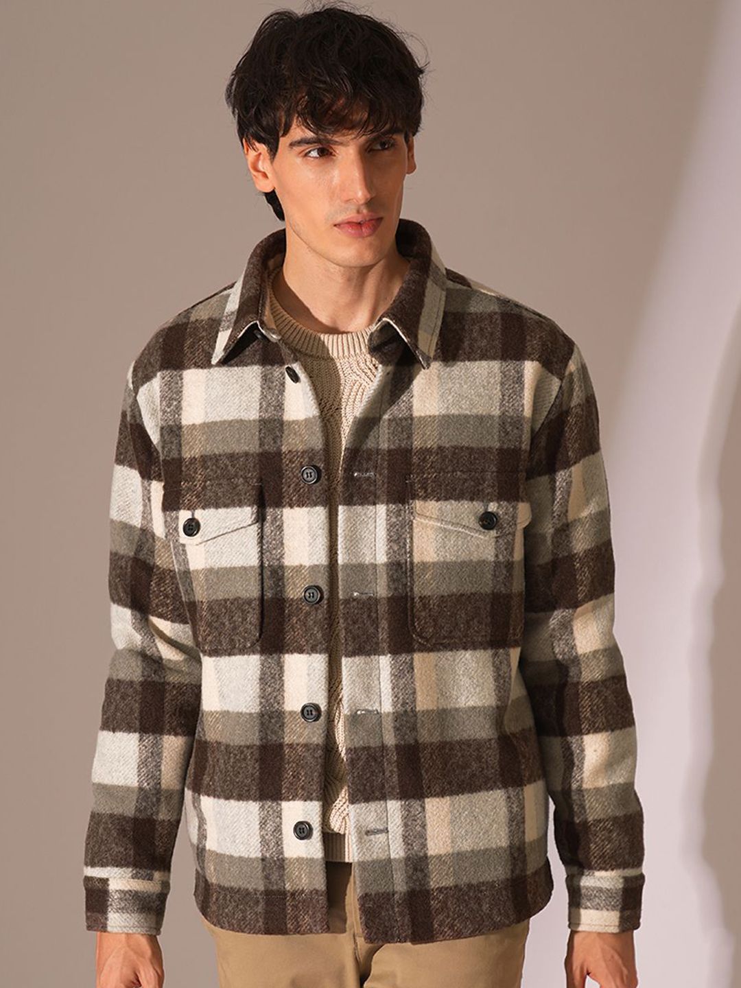 SELECTED Men Checked Open Front Jacket-picture-36