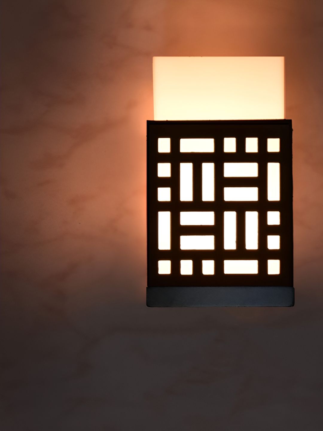 Gojeeva Black Wood Square Shaped Textured Contemporary Wall Lamp-picture-22