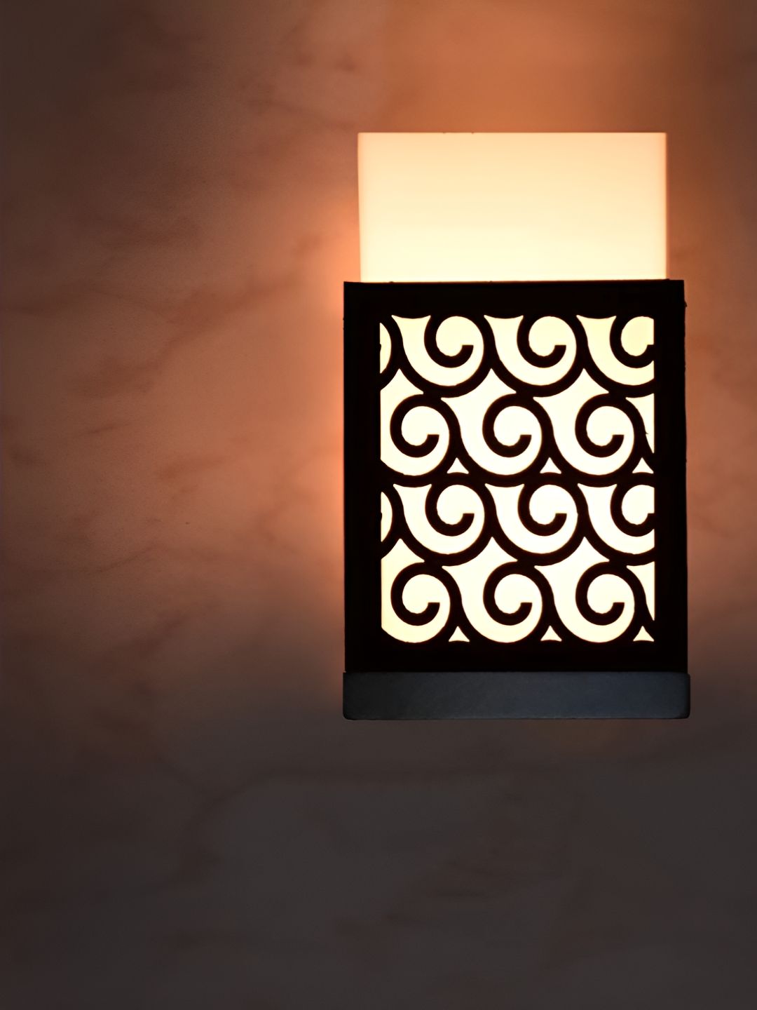 Gojeeva Black & White Textured Contemporary Wooden Rectangle Shaped Wall Lamp-picture-34