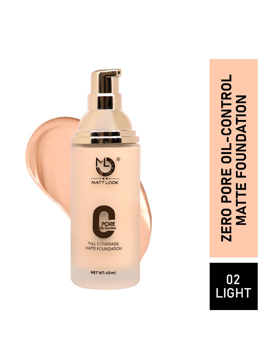 MATTLOOK Nude Zero Pore Oil Control Full Coverage Matte Foundation - Light 45 Ml-image-21