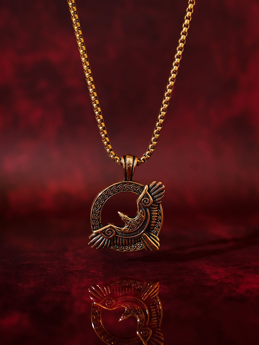 SWASHAA Men 18K Gold Plated Stainless Steel Froro Eagle Pendant With Chain-picture-45