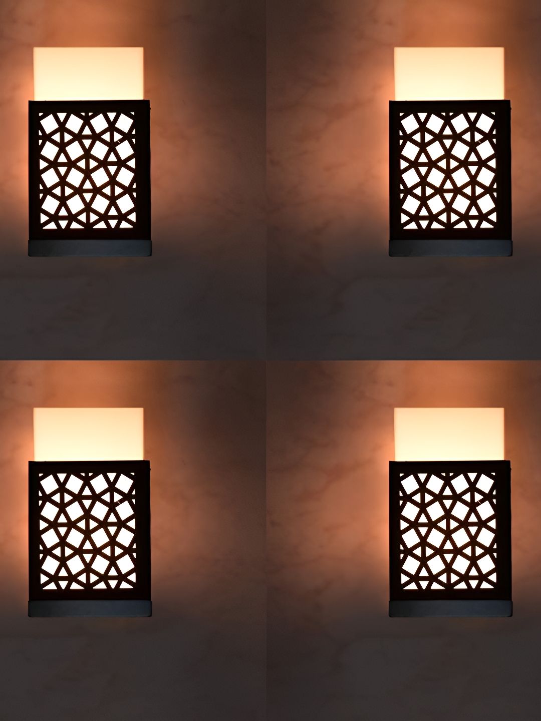 Gojeeva Black 4 Pieces Wood Square Shaped Textured Contemporary Wall Lamp-picture-38