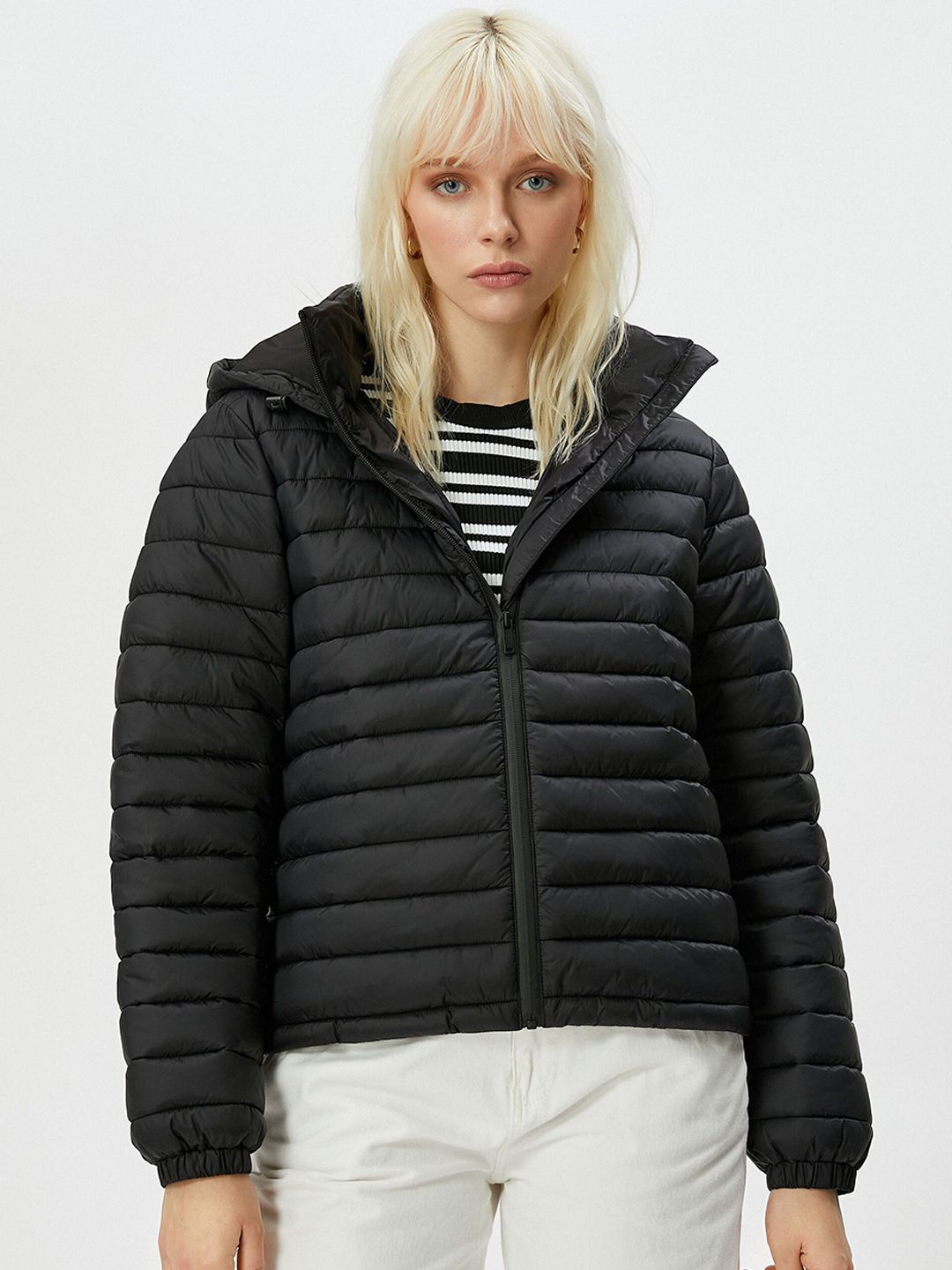 Koton Women Hooded Solid Casual Puffer Jacket