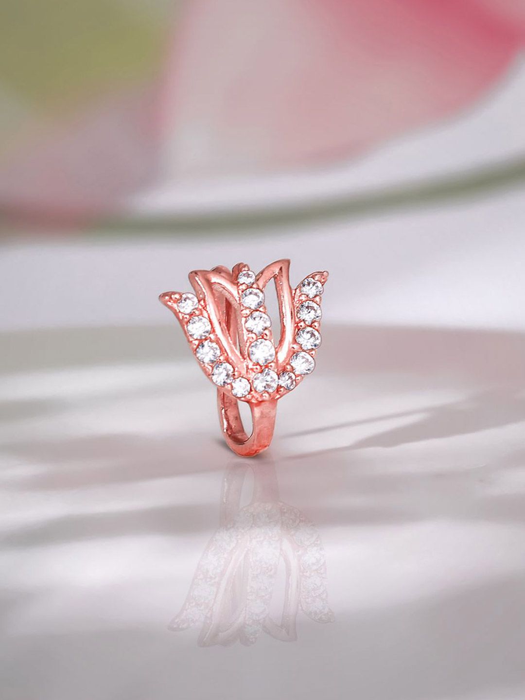 GIVA 925 Sterling SIlver Rose Gold-Plated Stones Studded Thamara Stud Nosepin-picture-11