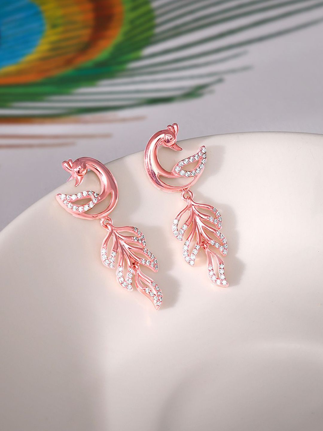 GIVA 925 Silver Rose Gold Contemporary Drop Earrings-image-20