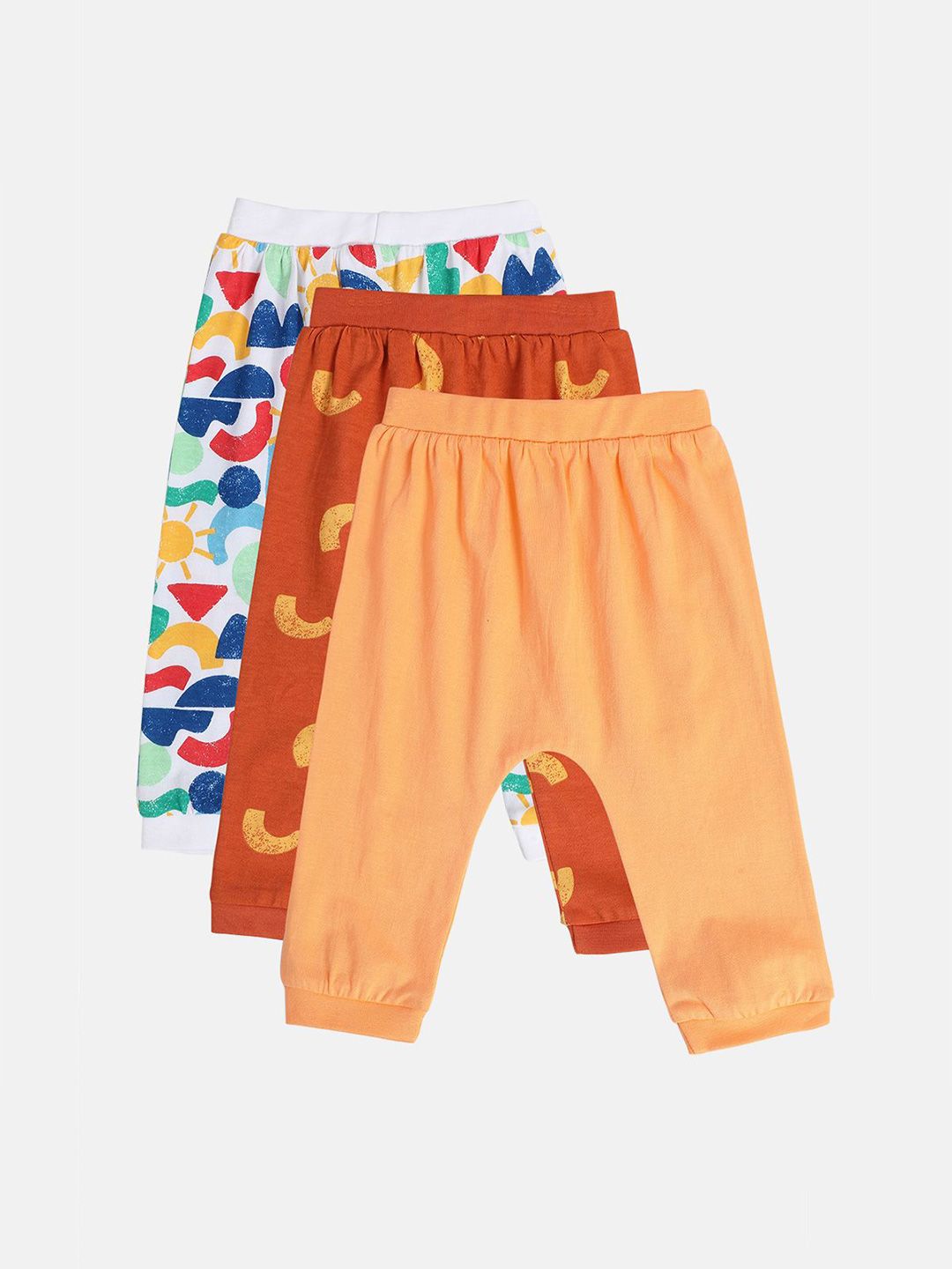 MINI KLUB Boys Pack Of 3 Mid-Rise Cotton Joggers-picture-11