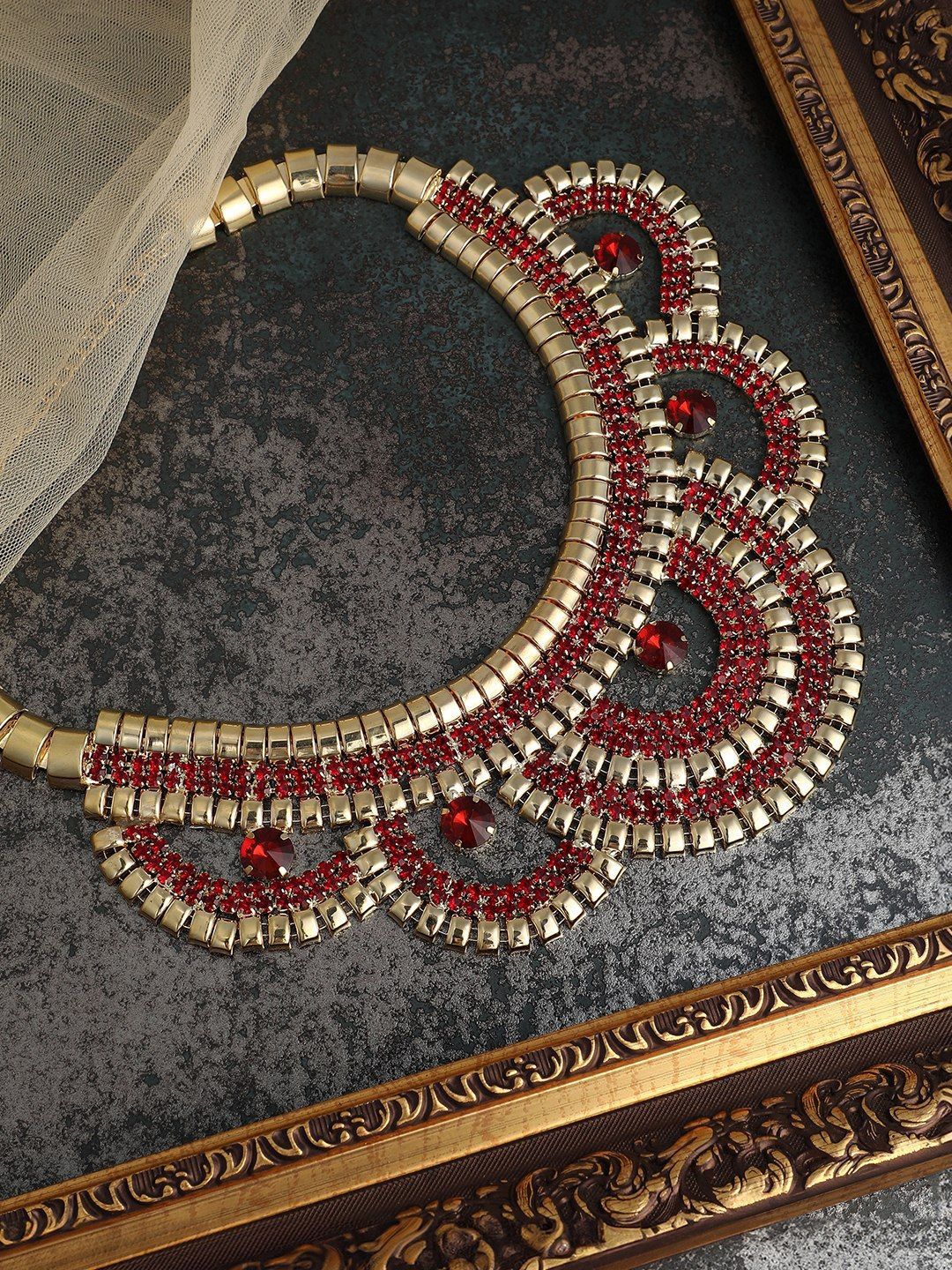 SOHI Gold-Plated Stone Studded Necklace-picture-10