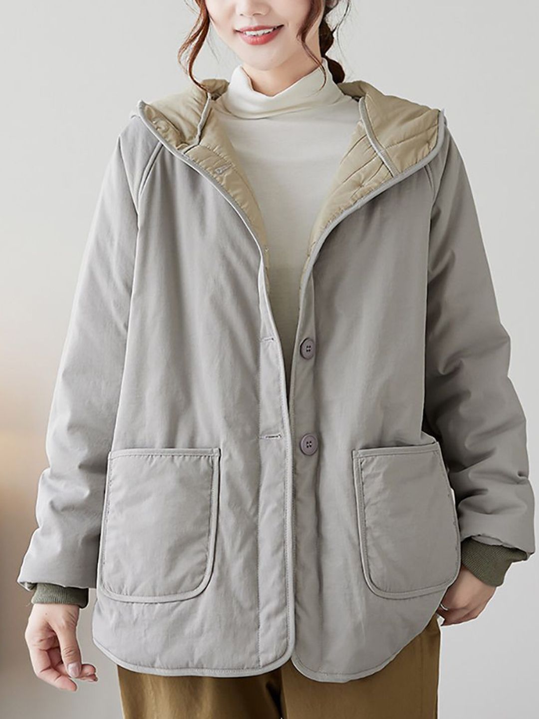 StyleCast x Revolte Women Double Collar Hooded Jacket-picture-58