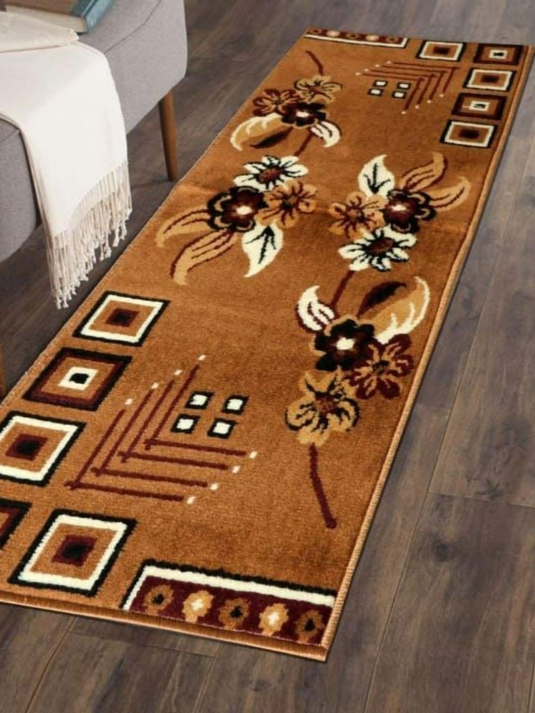 Samjeeda Handloom carpets Red Geometric Anti-Skid Woollen Carpet-picture-32