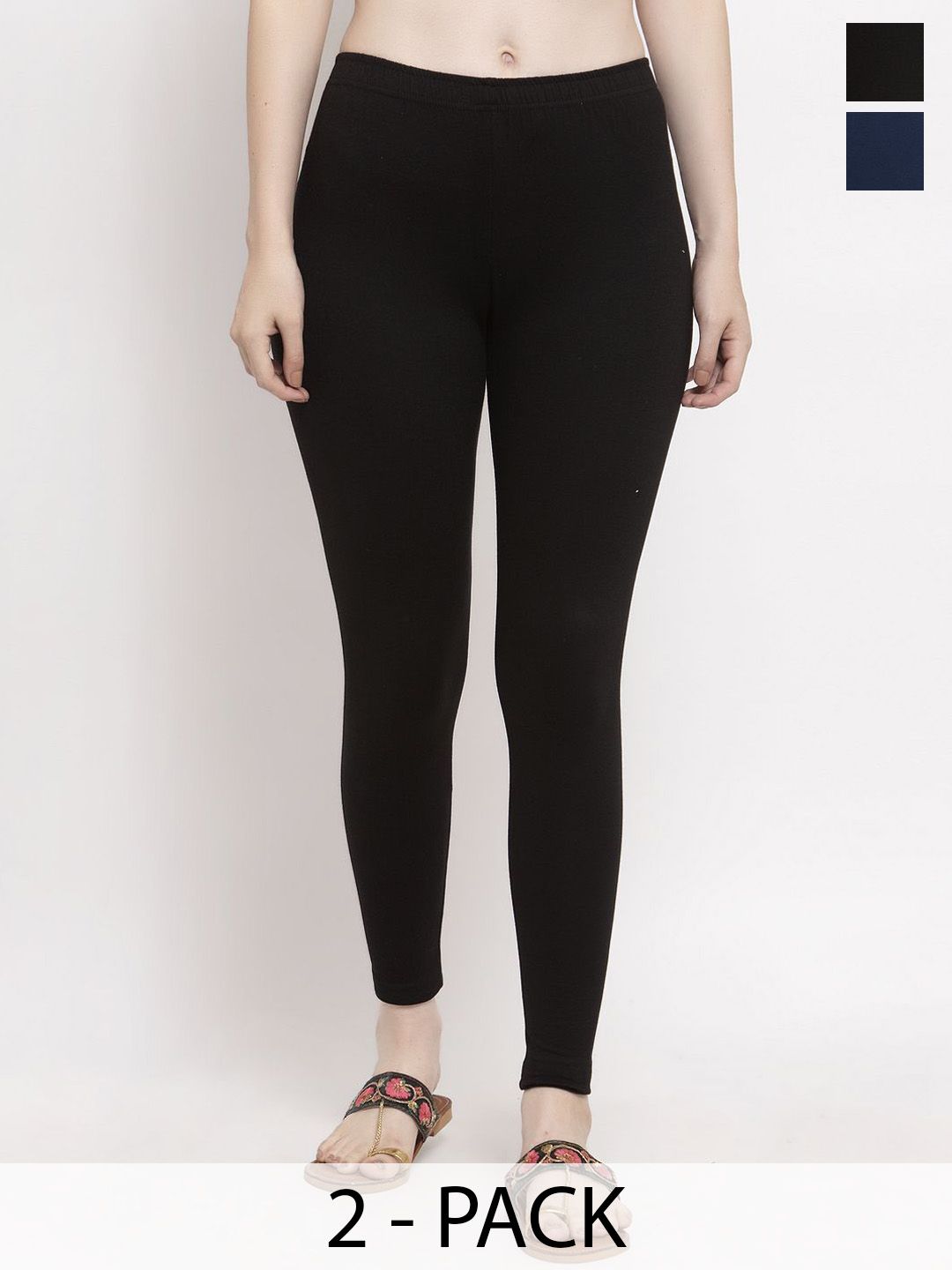 Trend Level Pack Of 2 Cotton Mid-Rise Ankle-Length Leggings-picture-26