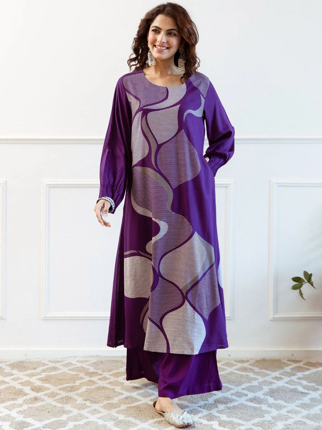GoSriKi Abstract Printed Straight Kurta With Palazzo