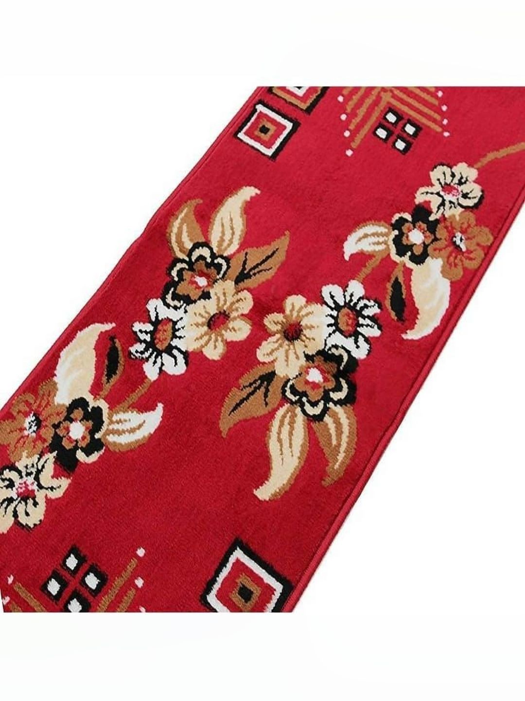 Samjeeda Handloom carpets Red Geometric Anti-Skid Woollen Carpet-picture-33