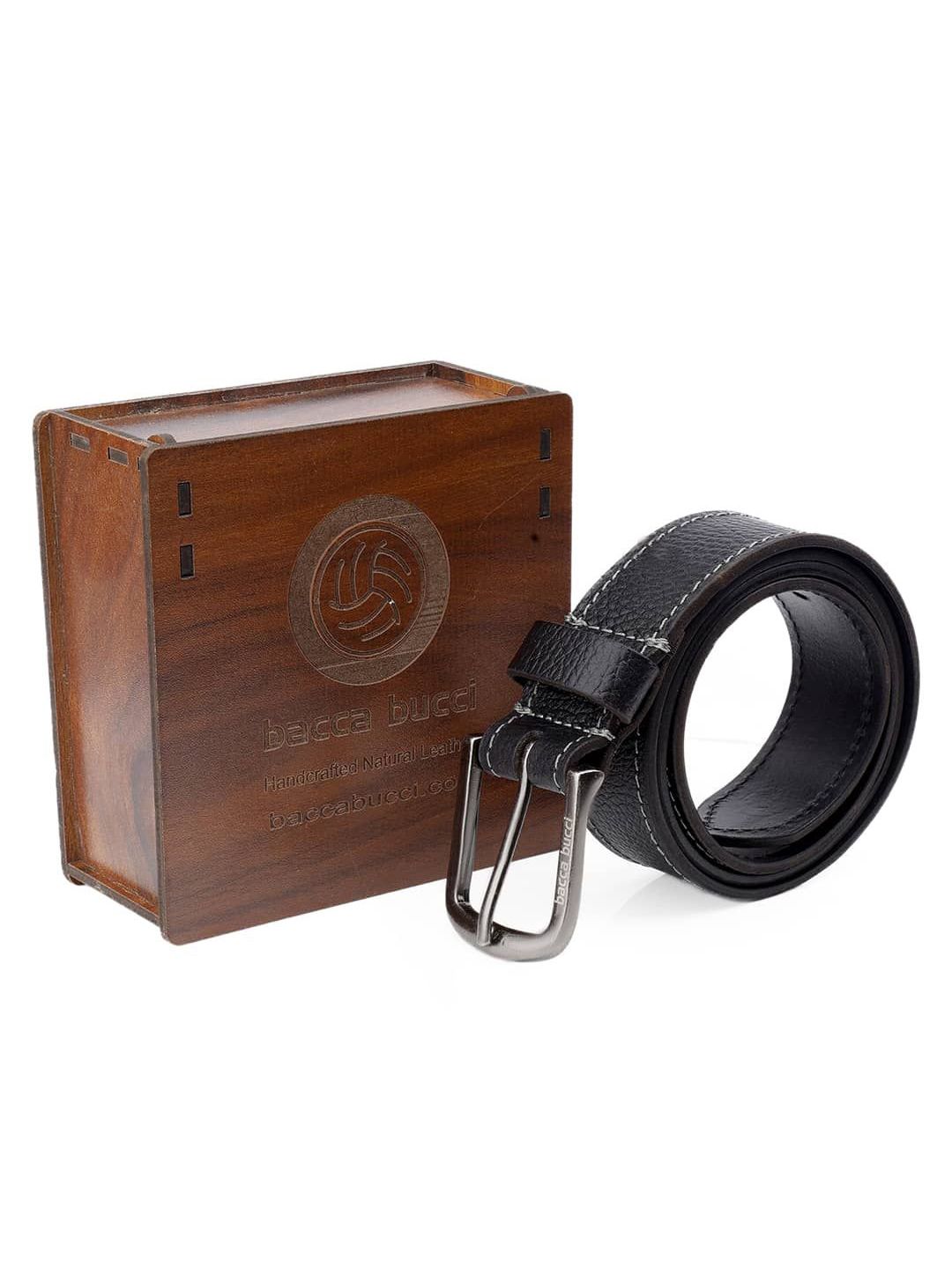 bacca bucci Men Textured Leather Belt-image-28