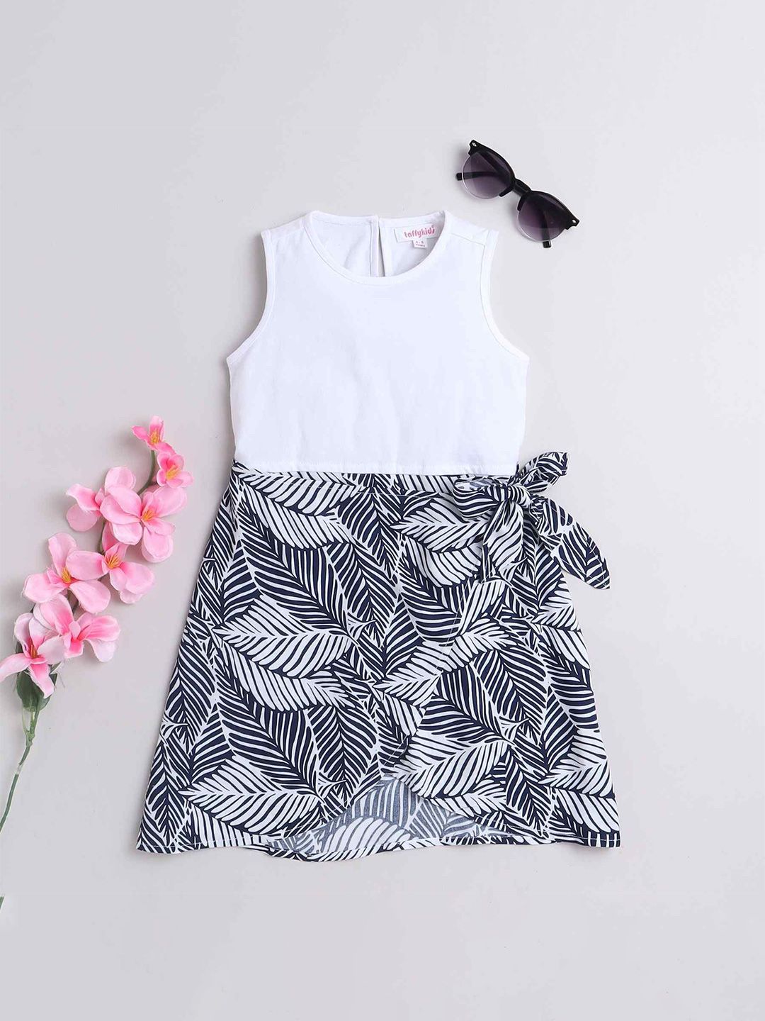 taffykids Girls Tropical Print Halter Neck Fit & Flare Dress-picture-34