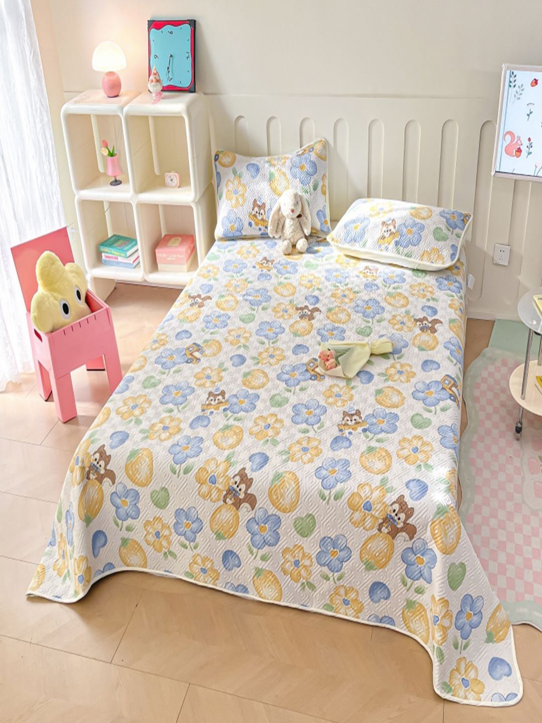 JC HOME White & Blue Printed Pure Cotton Double XL Bed Covers 2.5 x 2.25 m-image-45