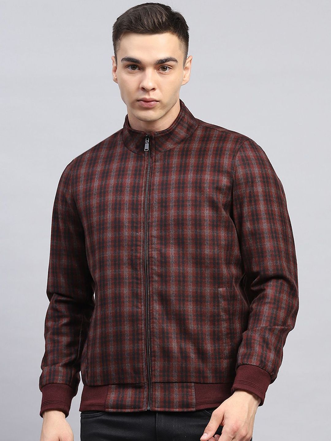 Monte Carlo Men Checked Mock Collar Jacket-picture-41