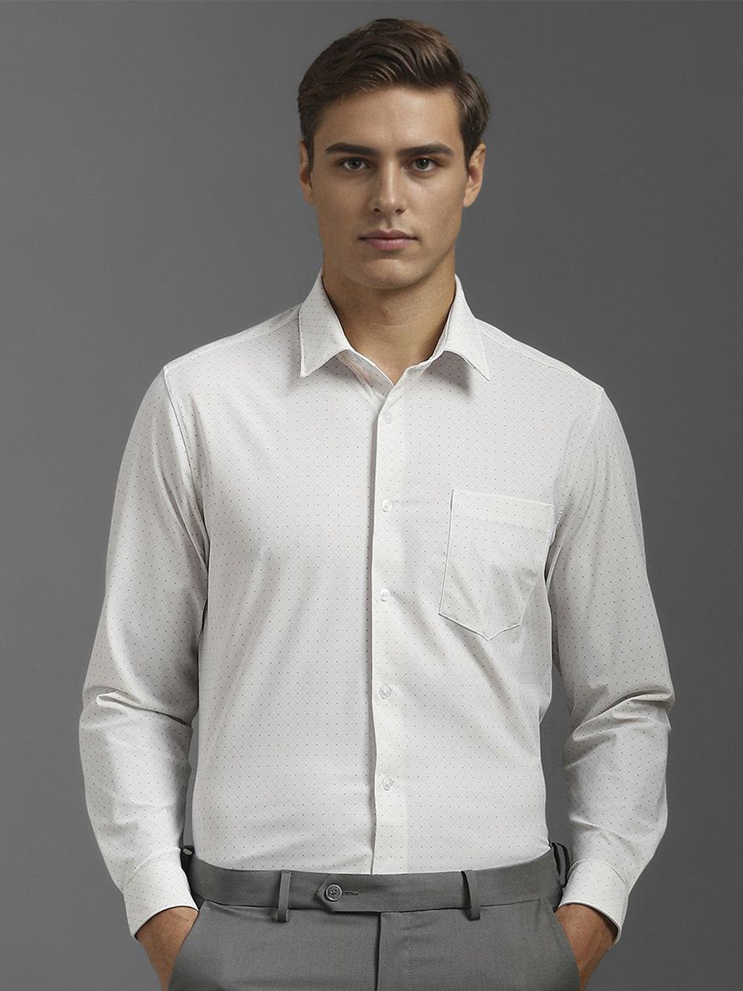 Louis Philippe Men Spread Collar Geometric Printed Slim Fit Formal Shirt-picture-33