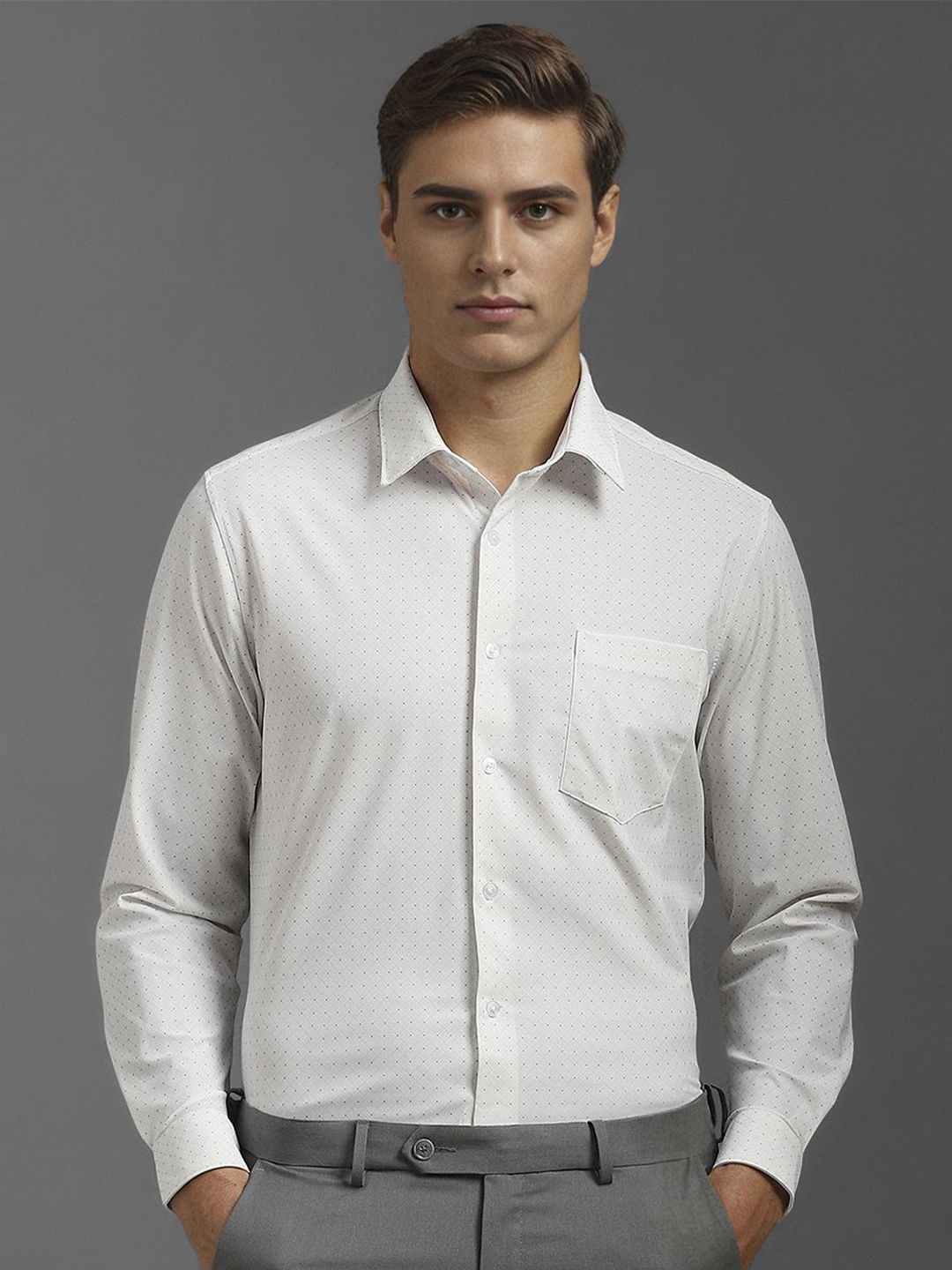 Louis Philippe Men Spread Collar Geometric Printed Slim Fit Formal Shirt-picture-34