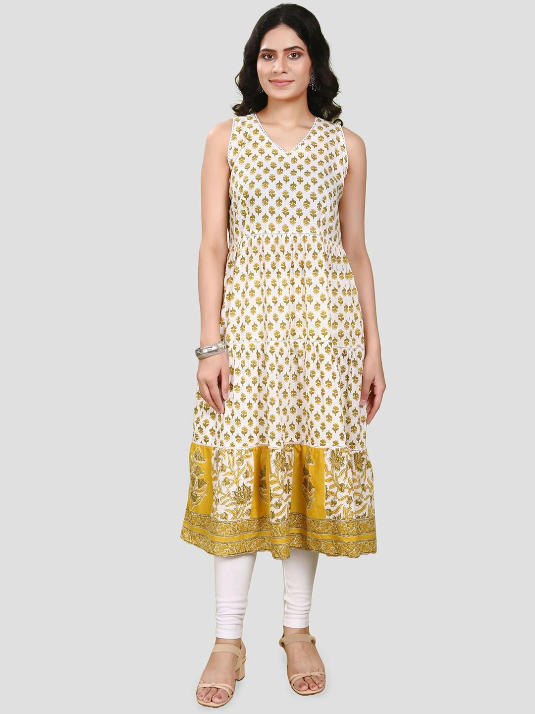 COTTON CULTURE Ethnic Motifs Printed Panelled Cotton Anarkali Kurta-picture-37