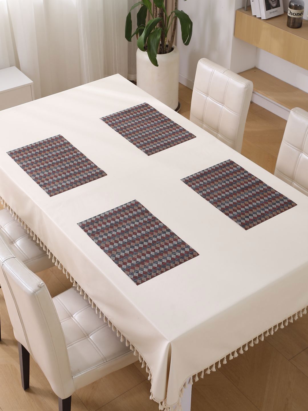 HOKIPO Blue & Red 4 Pieces Geometric Printed Rectangle Table Placemats-image-9