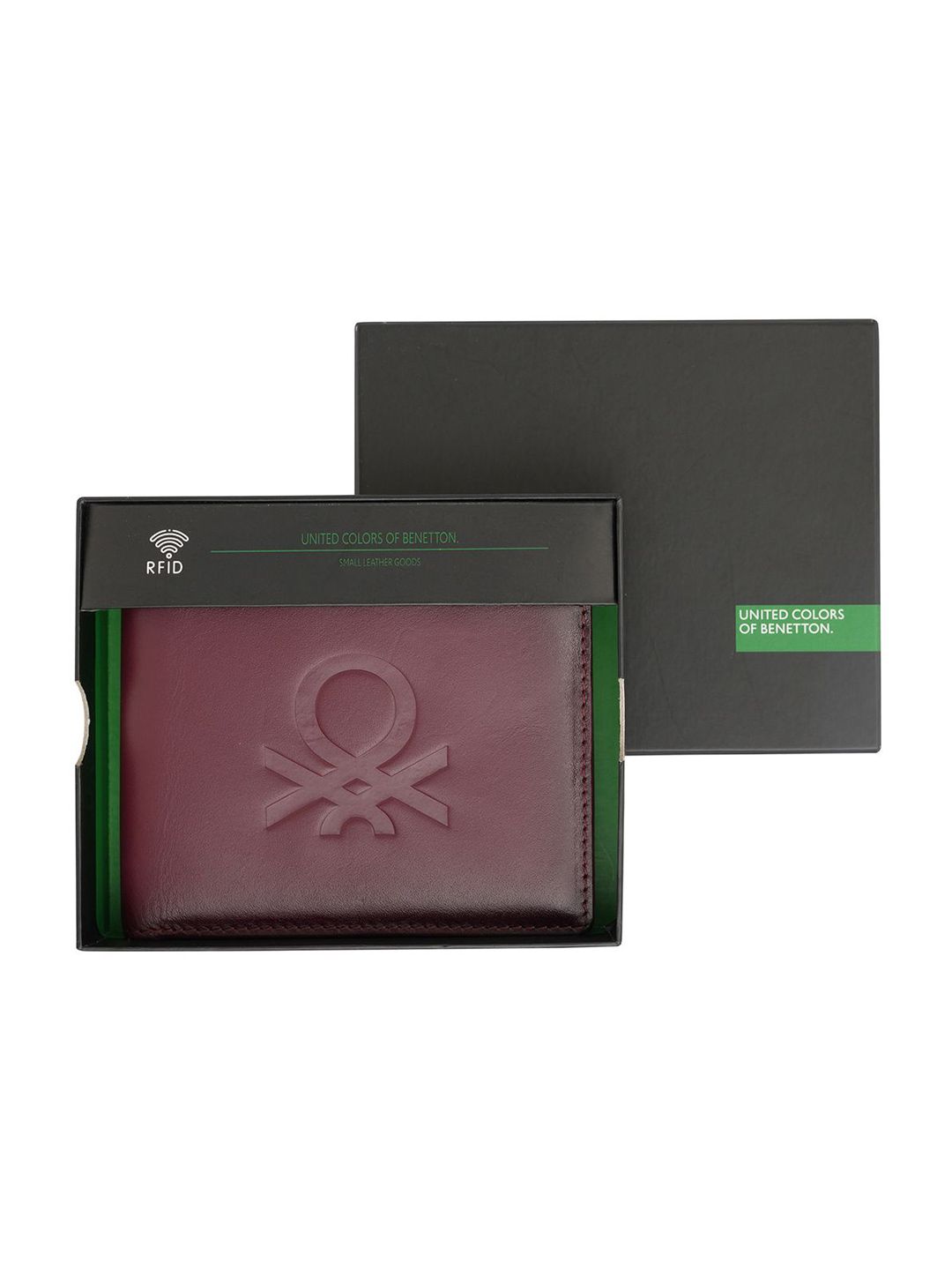 United Colors of Benetton Men Abstract Textured Leather Two Fold Wallet-image-0