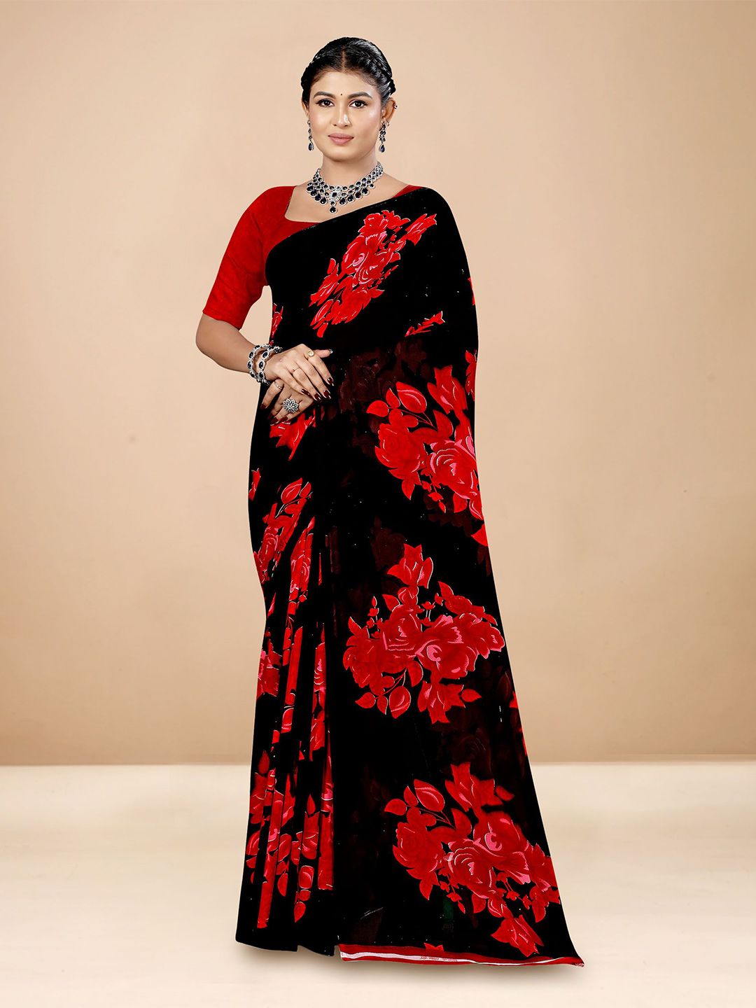 anouk rustic Anouk Floral Poly Georgette Designer Saree-picture-16