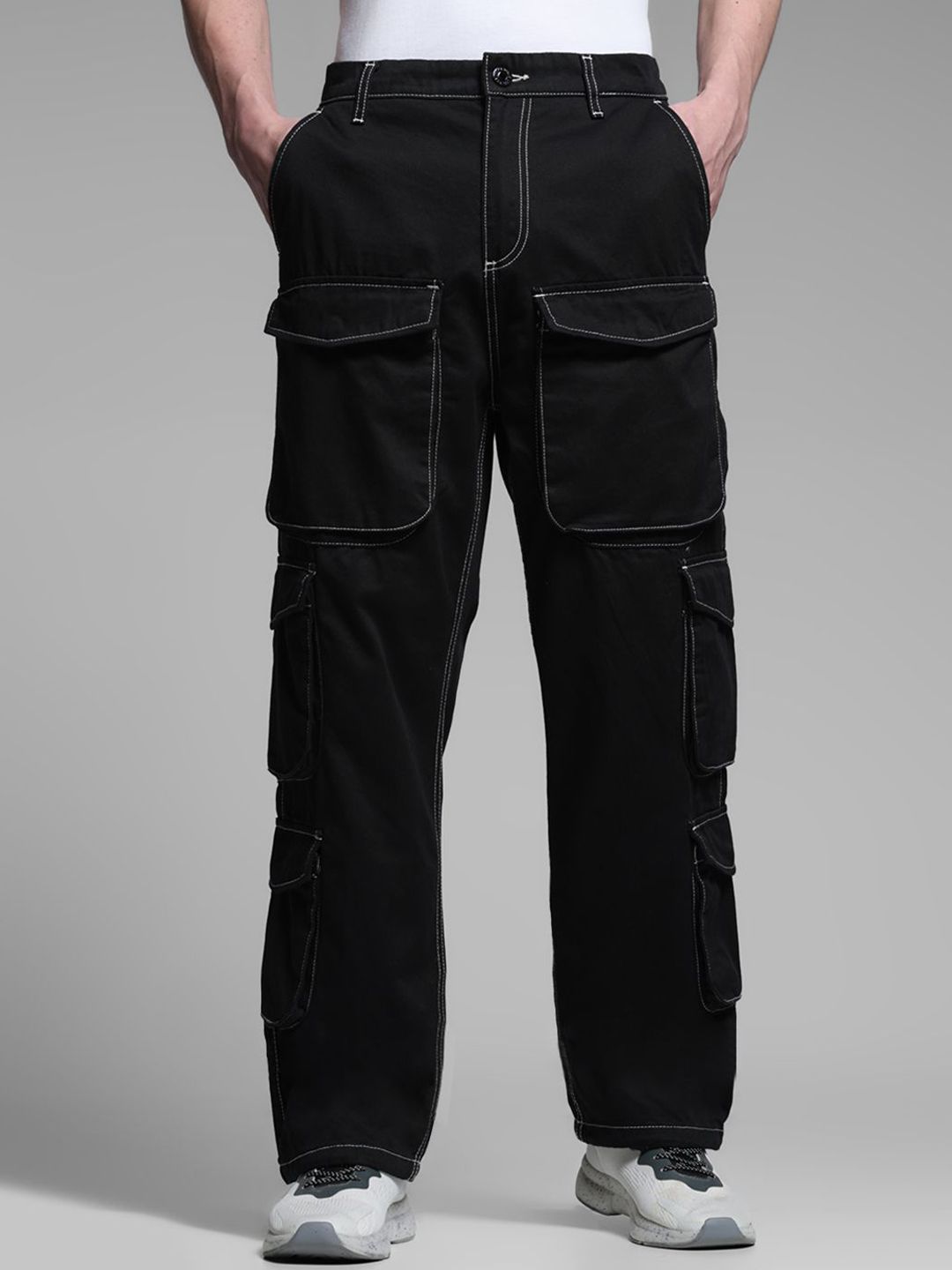 Jack & Jones Men Loose Fit High-Rise Cargos Trousers-picture-19