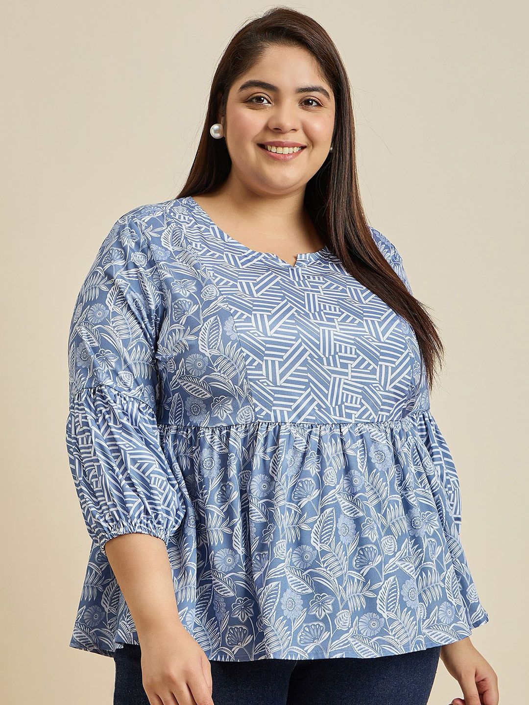 Sztori Women Plus Size Regular Printed Top-picture-34