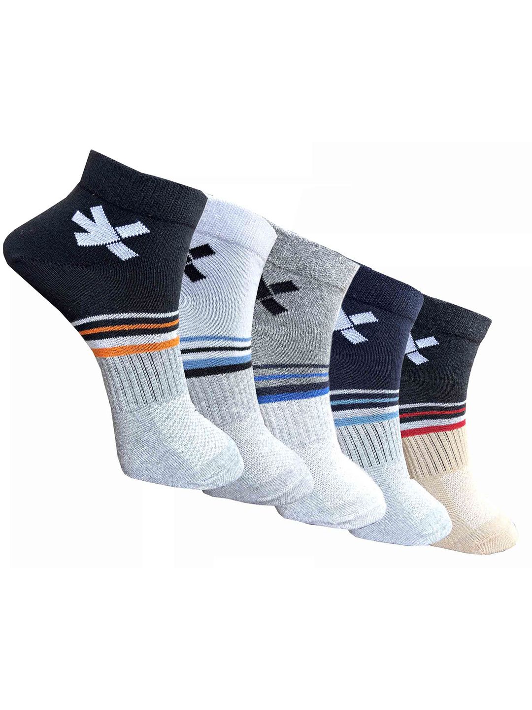 HRX by Hrithik Roshan Pack Of 5 Patterned Ankle-Length Socks-picture-58