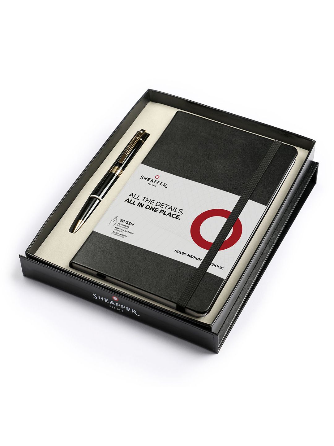 Sheaffer Gift Set 300 G9325 Glossy Black Ballpoint Pen with Medium Notebook-picture-45