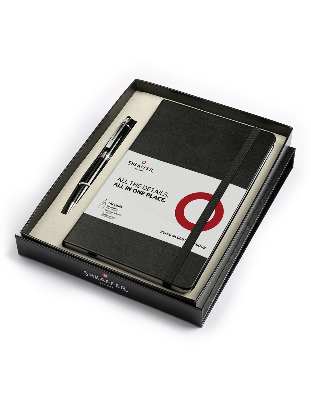 Sheaffer 300 G9312 Glossy Black Ballpoint Pen with Medium Notebook Premium Gift Set-picture-21