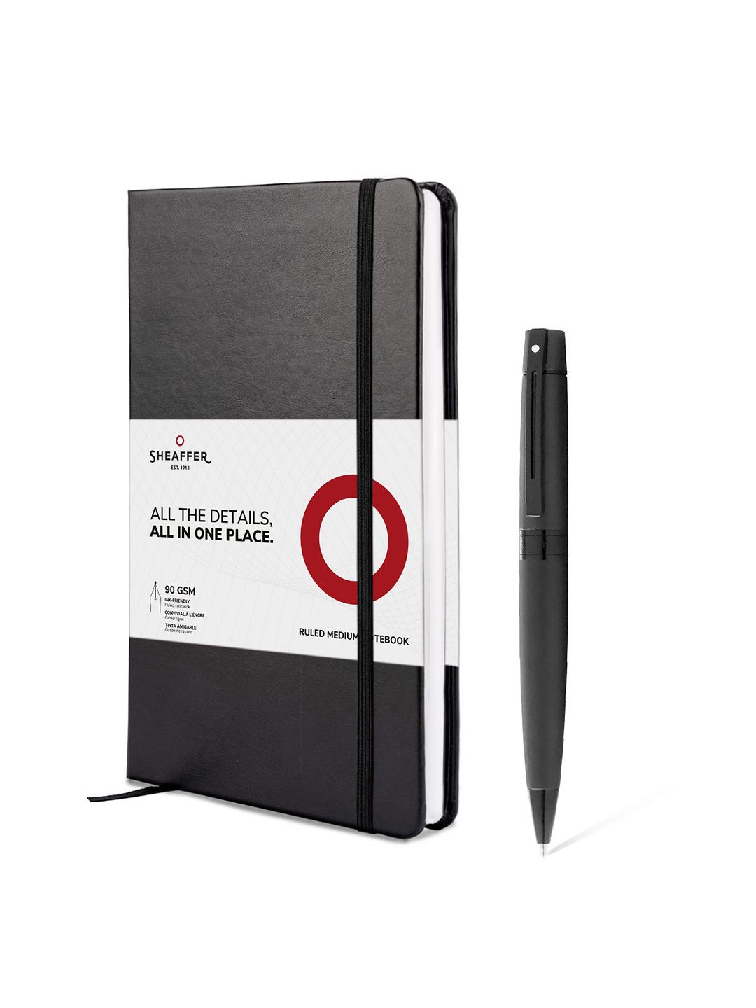 Sheaffer Unisex 300 G9343 Matte Black Ballpoint Pen with Medium Notebook Premium Gift Set-image-8