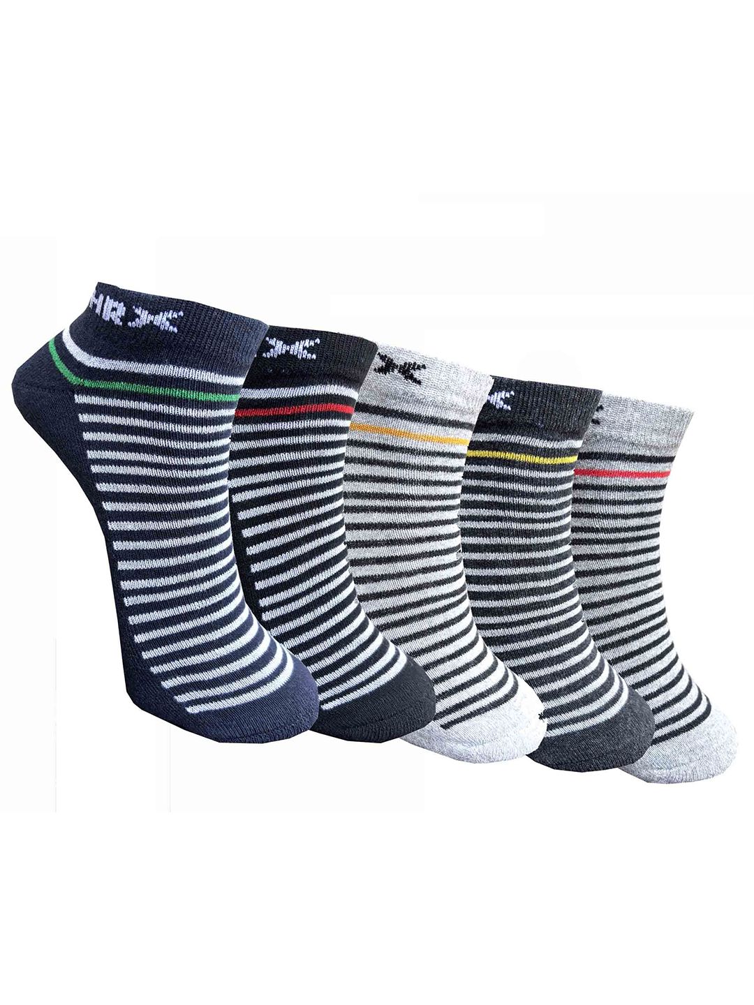 HRX by Hrithik Roshan Pack Of 5 Striped Ankle Length Socks-picture-33
