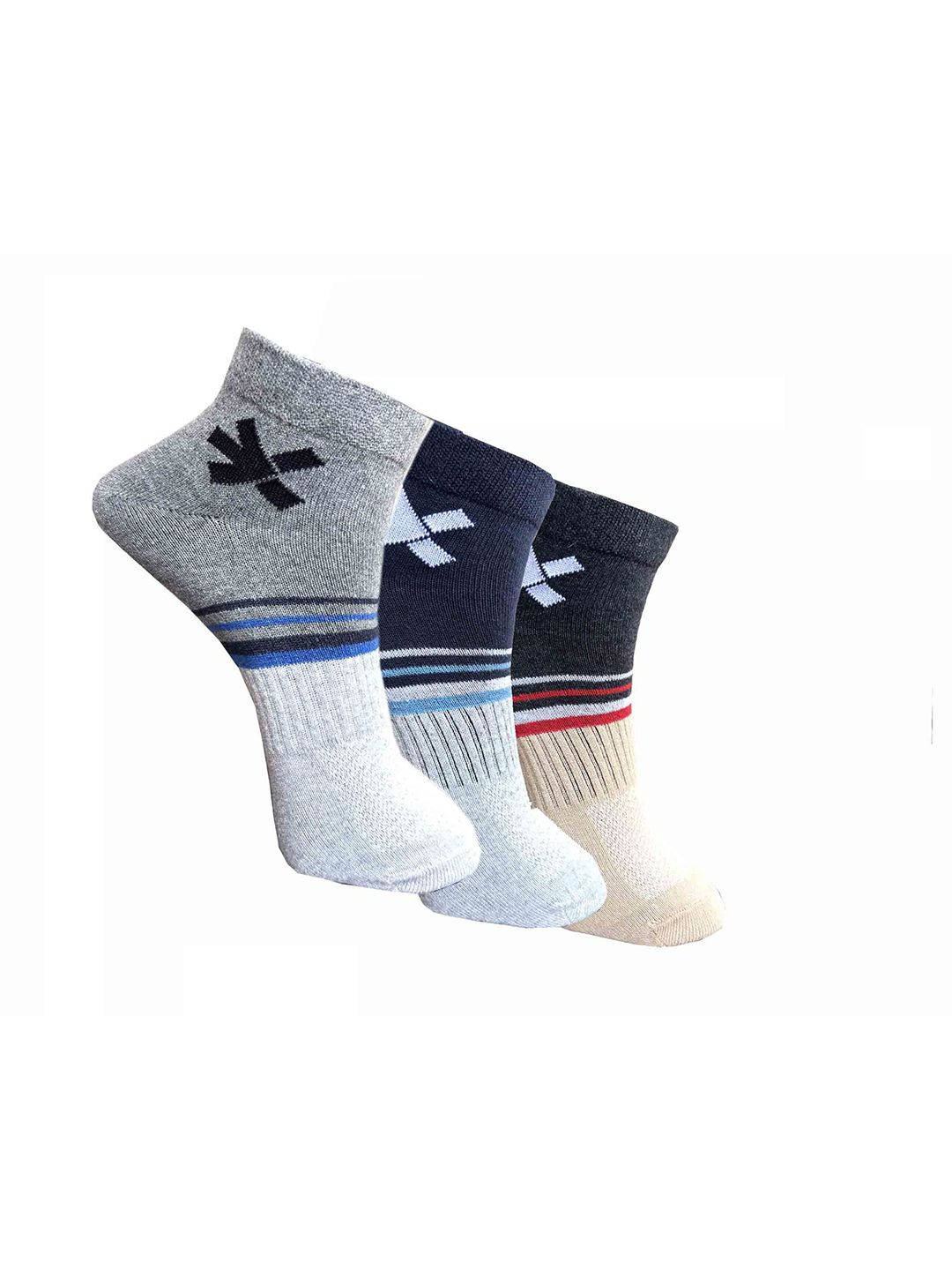 HRX by Hrithik Roshan Men Pack Of 3 PatternedAnkle-Length Socks-image-47