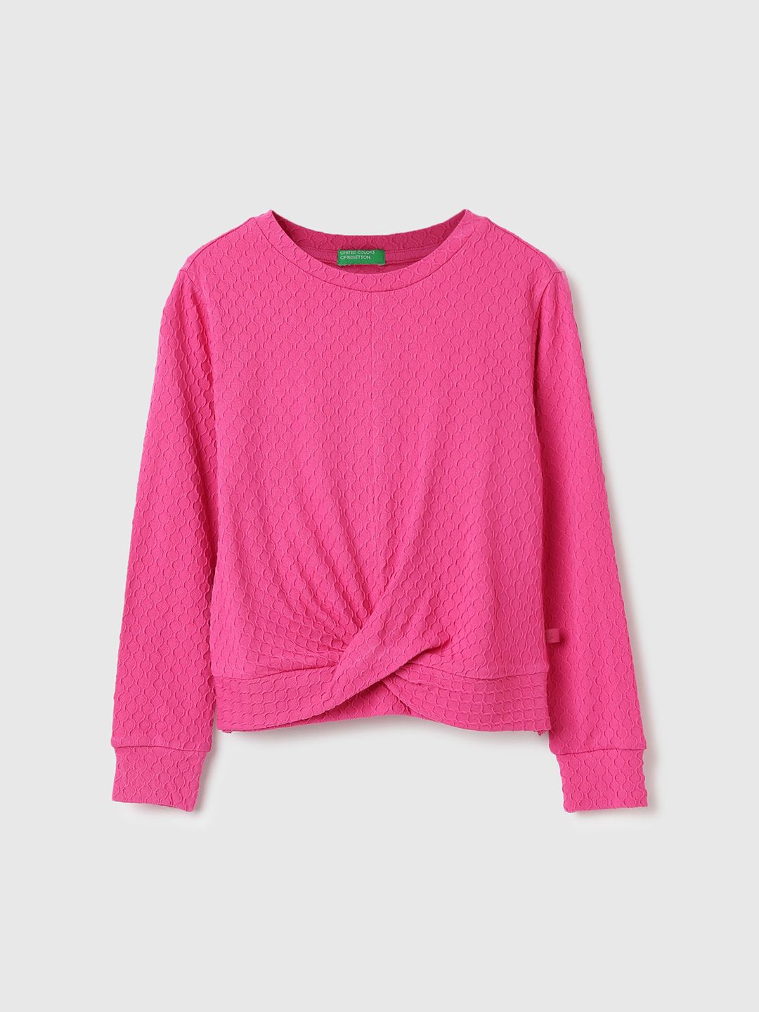 United Colors of Benetton Girls Regular Fit Round Neck Textured Top-picture-11