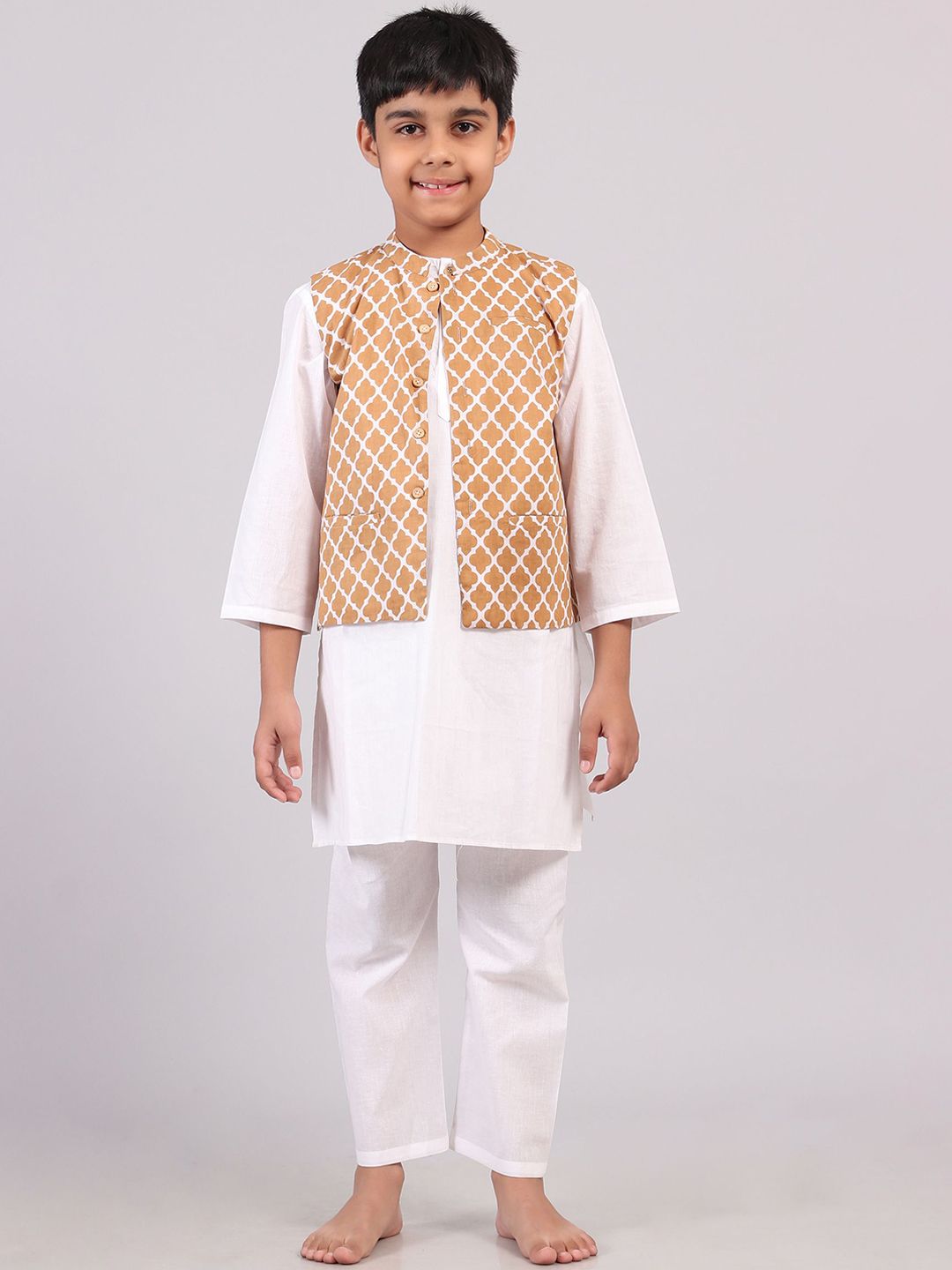 TJORI Boys Printed Woven Pure Cotton Nehru Jackets-image-43