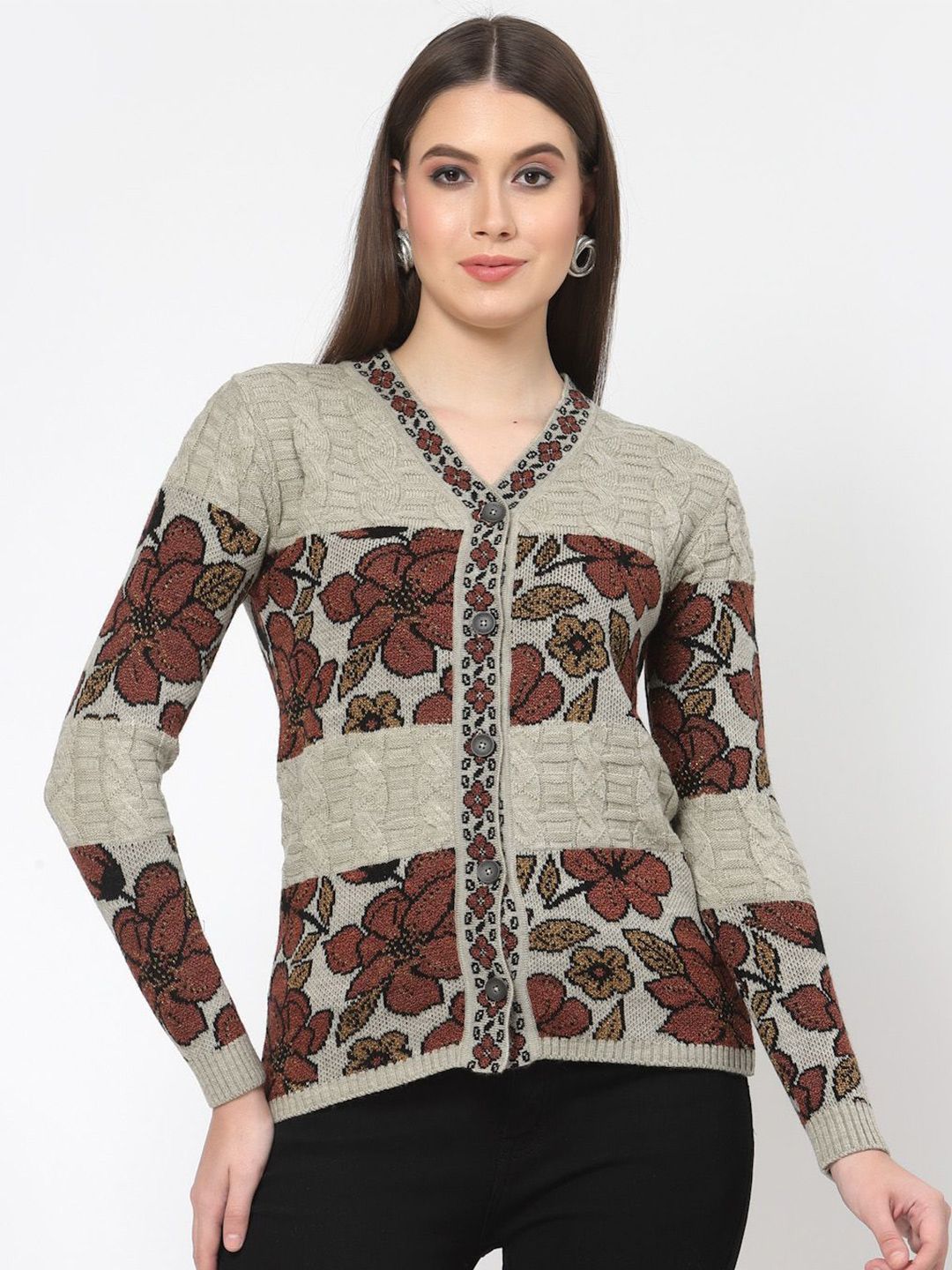 Kalt Women Floral Acrylic Cardigan-picture-26